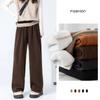 Wide Leg Pants Women Autumn Winter Velvet and Thickening Thermal High Waist Trousers Loose Straight Sports Pants