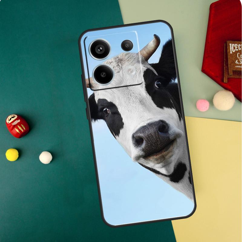 Забавный чехол с мордочкой коровы для Xiaomi Redmi Note 13 Pro 14 12 11 10 15 Pro Plus Redmi 15 14C 13C 10C 12C 15C Funda