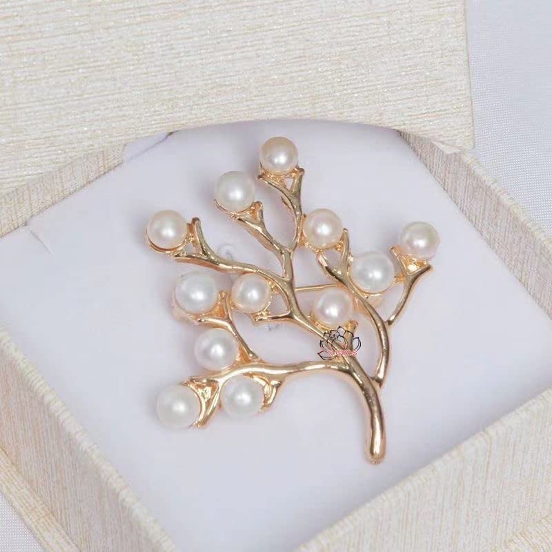 Магазин жемчуга Натуральный пресноводный жемчуг Подлинный жемчуг 12 лотов Деревянная милая жемчужная брошь Белое золото Цветочный день Свадьба Черный Все товары Подарочная упаковка C-GIRLS