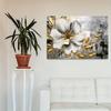 Framed - Modern Retro Gold Flower Canvas Poster - Gold Flower Printing Multiple Scene Display Framed Canvas Poster Decorative Wall Art