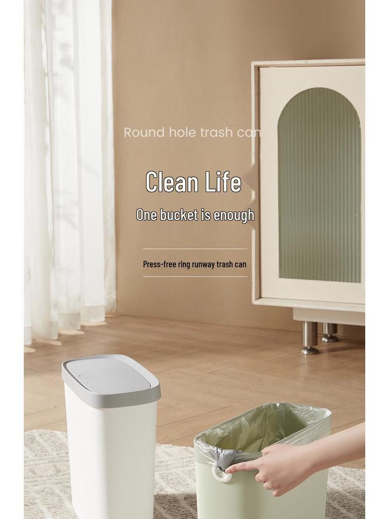 Gap-Friendly Lidless Trash Can for Home - Living Room, Bathroom, Kitchen
