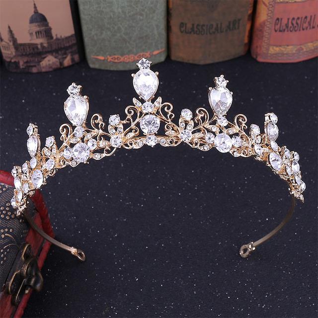 Vintage Baroque Imitated Emerald Crystal Tiaras And Crowns Hair Jewelry Women Girls Headpiece Wedding Bridal Hair Accessories