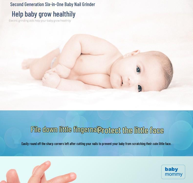 6-in-1 Electric Baby Nail Grinder Set: Safe, Anti-Scratch, Anti-Pinch Clippers for Portable Child Manicure