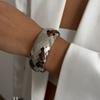 Ingemark Punk Vintage Irregular Metal Bangles for Women Fashion Statement Gold Color Spring Bracelets Couple Men Jewelry Gift