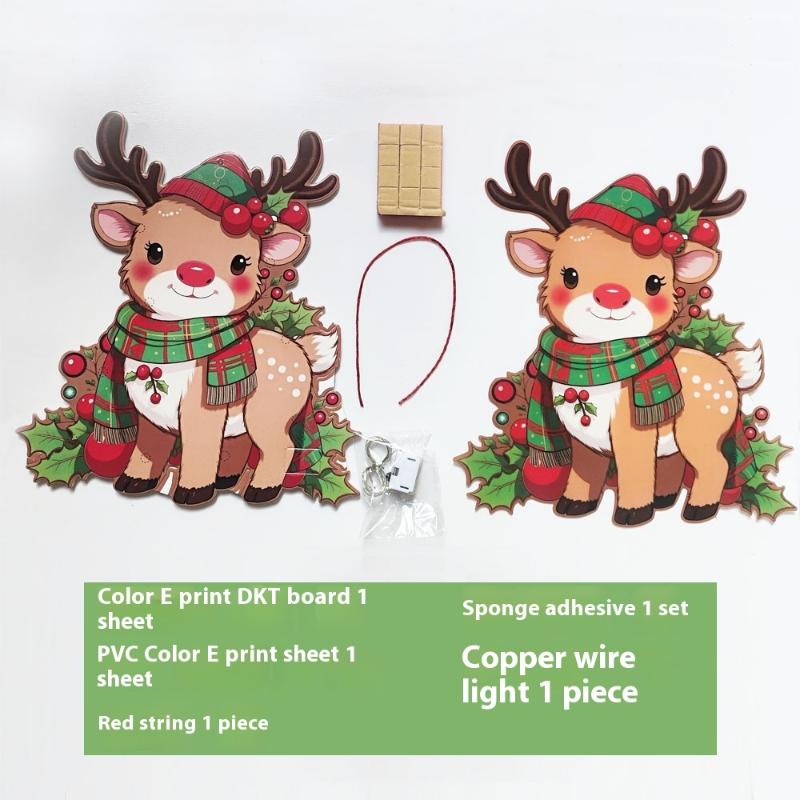 1Pc Luminous Door Hanging Decorations Christmas Home Diy Colorful Lights Snowman Scene Arrangement Hanging Decorations