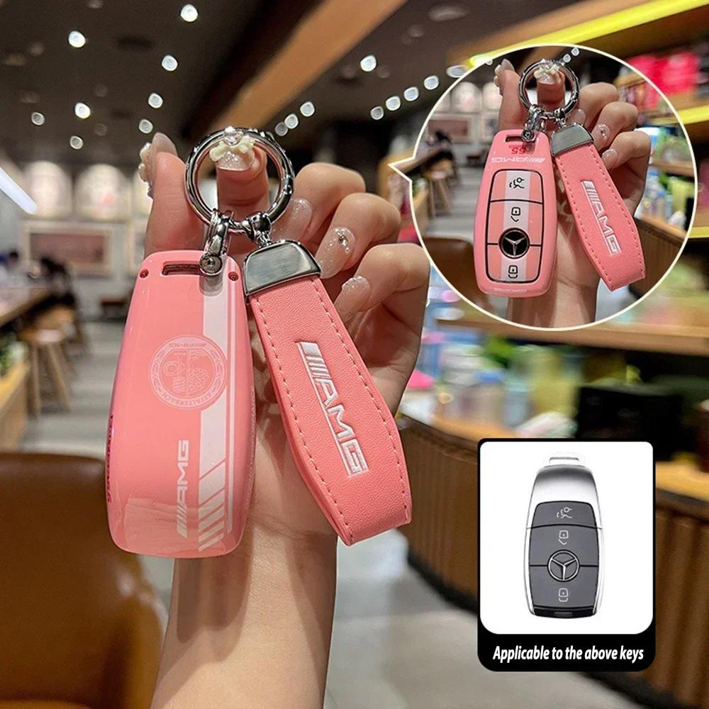 Car Sticker Car Smart Remote Key Case Cover Shell Bag For Mercedes Benz AMG A C E S G Class GLC CLE CLA W177 W205 W213 W222 X167