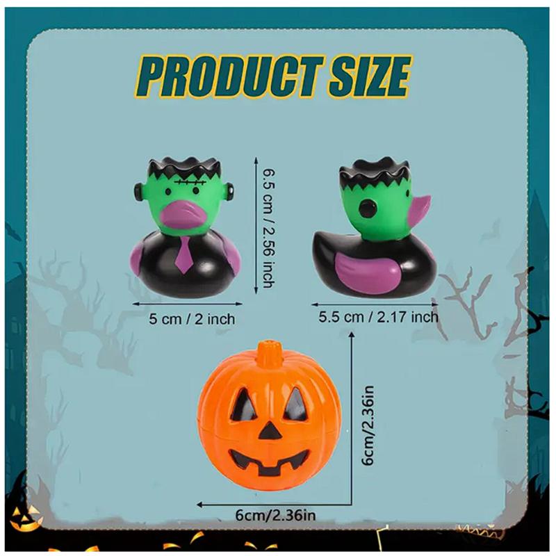 24/48 Pcs Halloween Rubber Ducks With Pumpkin Box Accessories Jeep Duckies Toys For Kids Halloween Party Favors