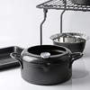 Pearl Metal Matte Tempura Pan, 20cm, Limited Edition, Black, Iron, with Thermometer, BLKP Black, AZ-5037