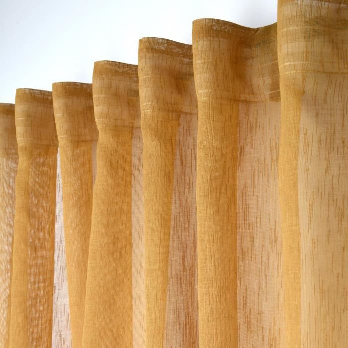 Voilage - Derbie - Moutarde - 140 x 260 cm - 100% polyester - Galon fronceur