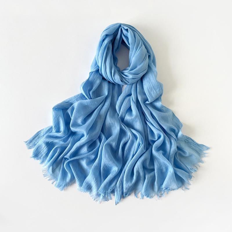 180 * 90 Cotton And Linen Scarf Sunscreen Folds Solid Color Human Cotton Silk Scarf Shawl Multi-Color Yarn Headscarf Women