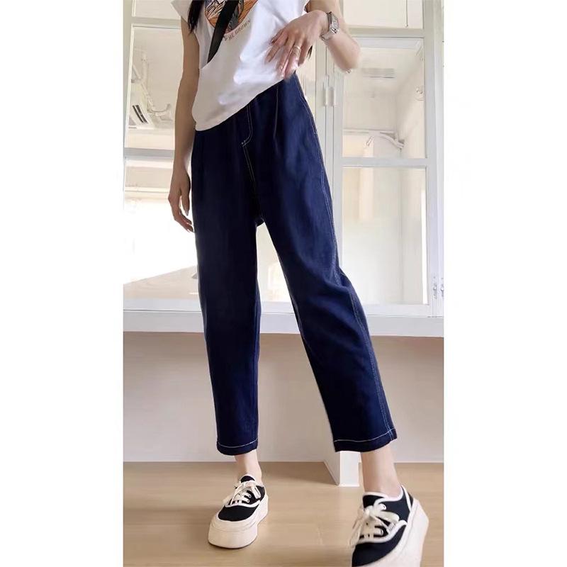 Женские джинсы-шаровары с высокой талией больших размеров - осень/зима, для невысоких женщин, свободный крой, визуально стройнят, прямые широкие штанины.