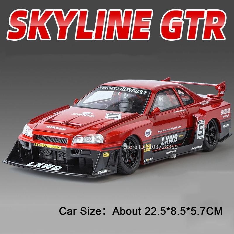 1:Масштаб 24 GTR-S15 GTR-R34 Спортивный Автомобиль Модель Игрушка Колесо Рулевое Управление Двери Открываются Высокая Симуляция Модели Транспортных Средств Коллекционный Предмет