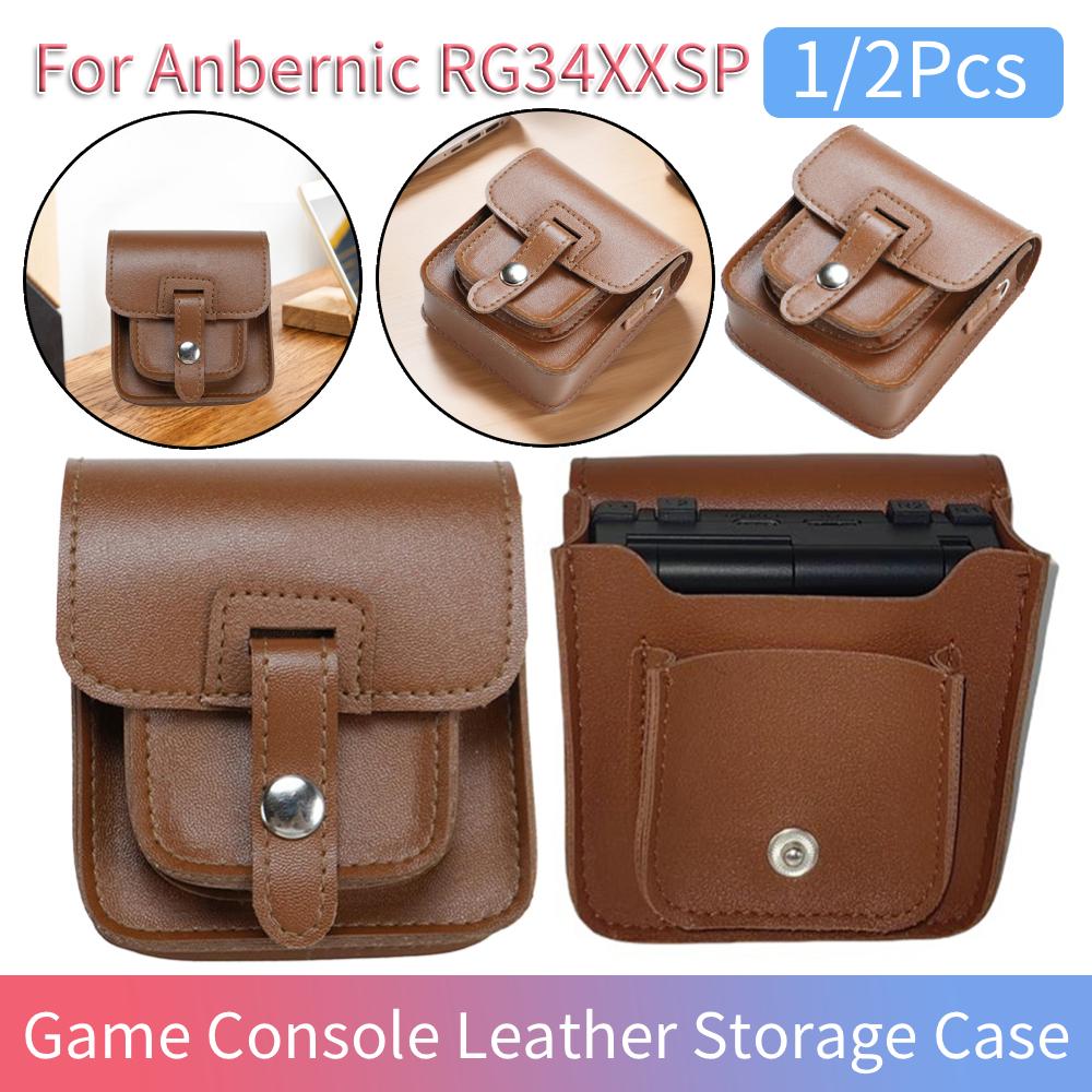 1/2 шт. Сумка для хранения игровой консоли в путешествии для Anbernic RG34XXSP, Защитная сумка для консоли из кожи, устойчивая к царапинам, Сумка с клапаном из ПУ-кожи для улицы