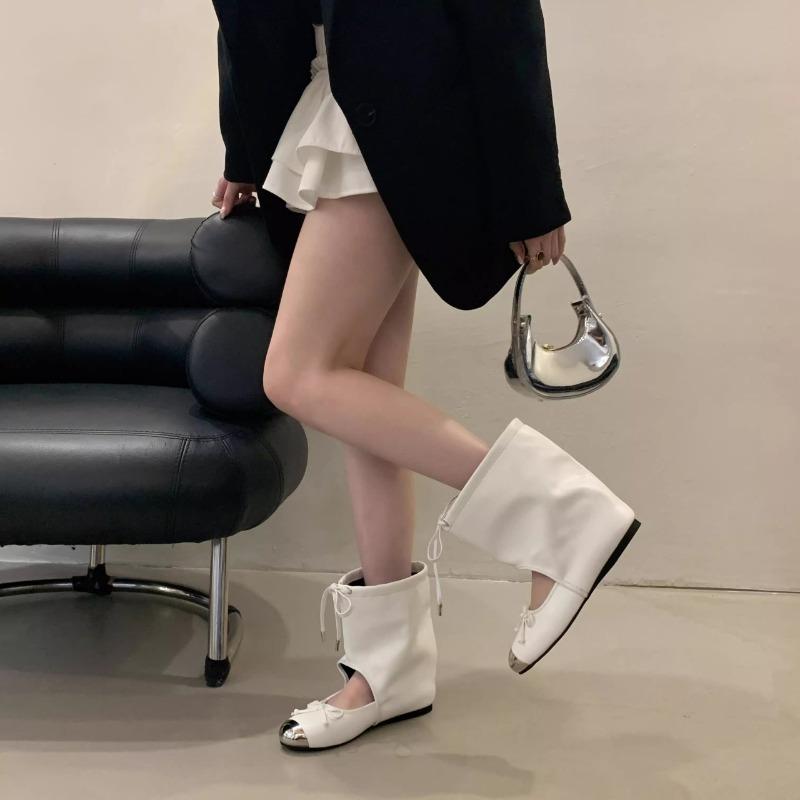 Модные нишевые дизайнерские женские туфли Мэри Джейн с круглым носком, на шнуровке с бантом, с мелким вырезом, плоская подошва, балетки, летние шлепанцы-ботинки