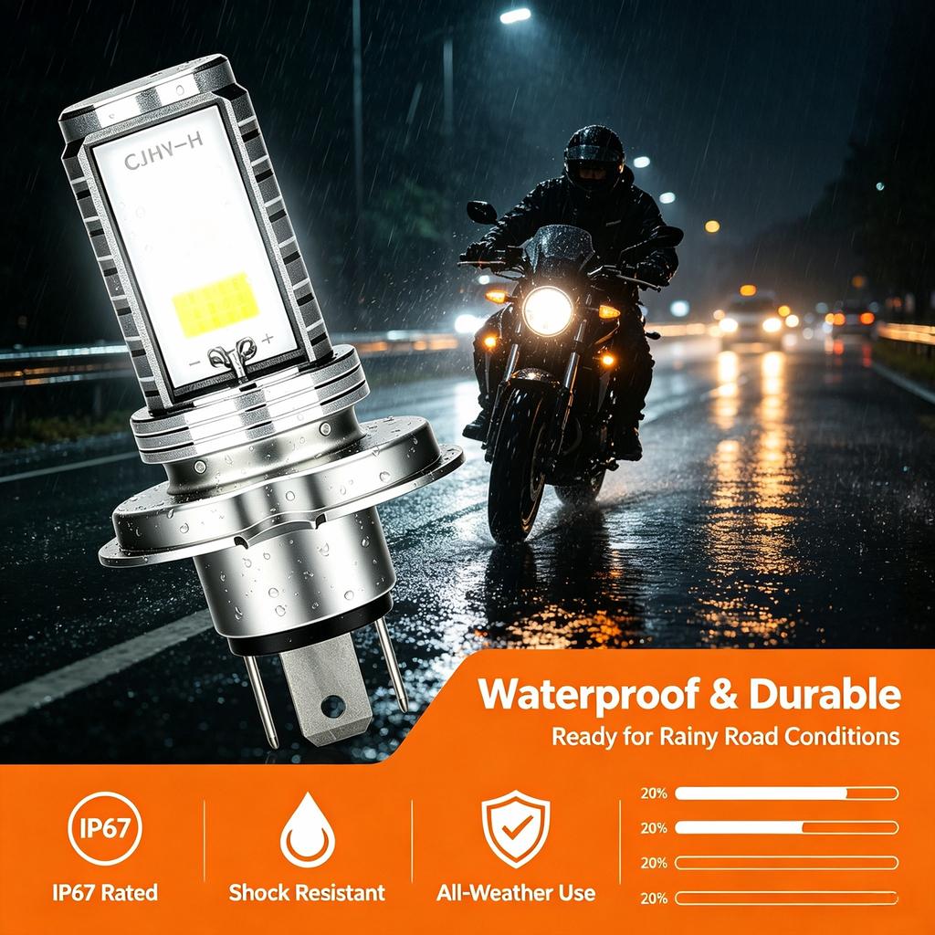H4 LED Moto H6 BA20D LED Motorcycle Headlight Bulbs 2 Sides COB White 6000K Hi Lo Lamp Scooter Accessories Fog Lights 12V