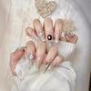 10pcs/set Purely Handmade Wearable Nails Starry Sky Nude Bright Diamond Flashing False Nail Stickers