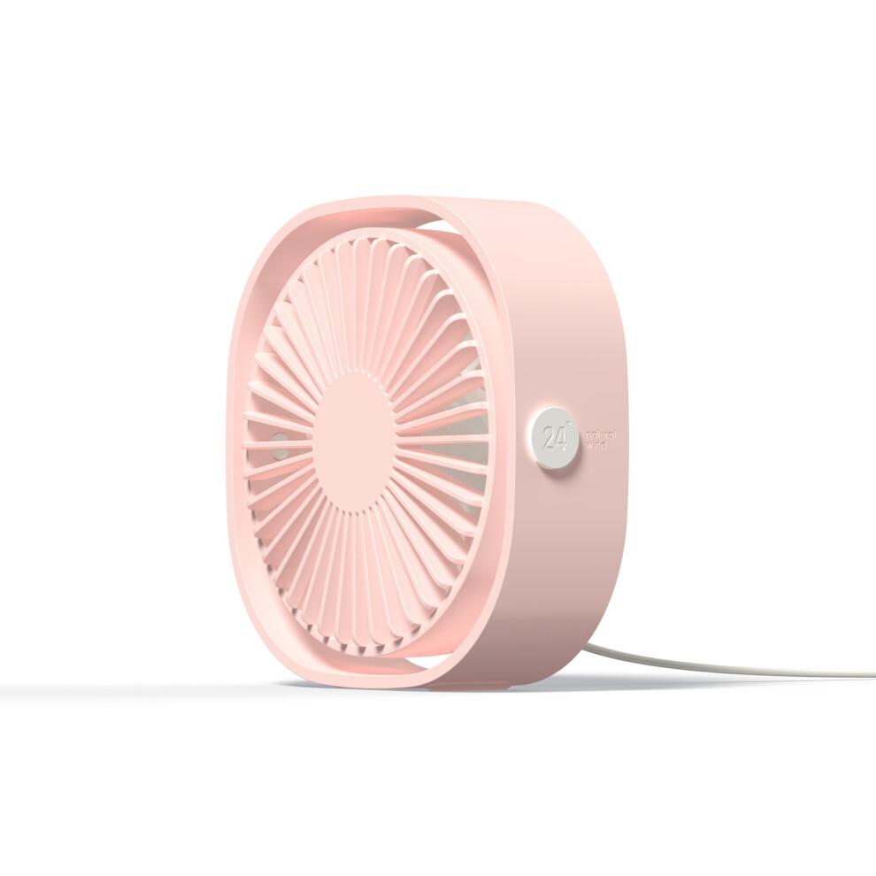 Mini Portable USB Fan Silent Desk Fan 3 Speed USB Fan for Home Office (Pink)