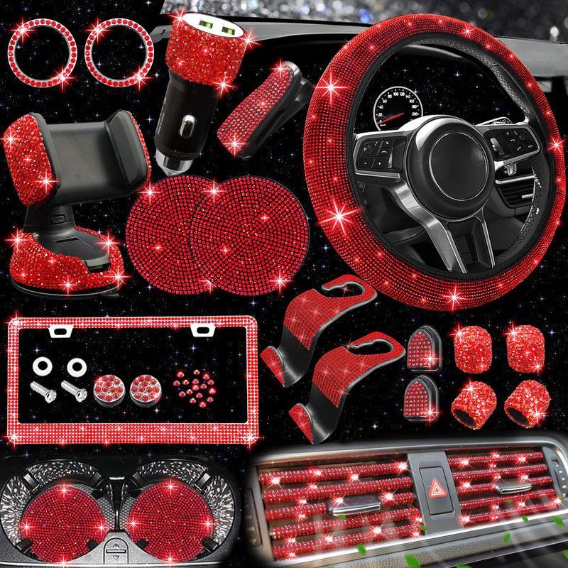 Non-Slip and Comfortable, Without Inner Ring, Handlebar Cover with Rhinestones, American Standard License Plate Frame, Rhinestone Car Decoration