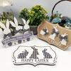 Easter Tag Pendant Cartoon Rabbit And Bow Decor Hanging Colorfast Reusable Wooden Thick Anti-crack Porch Garden Door Decoration Sign