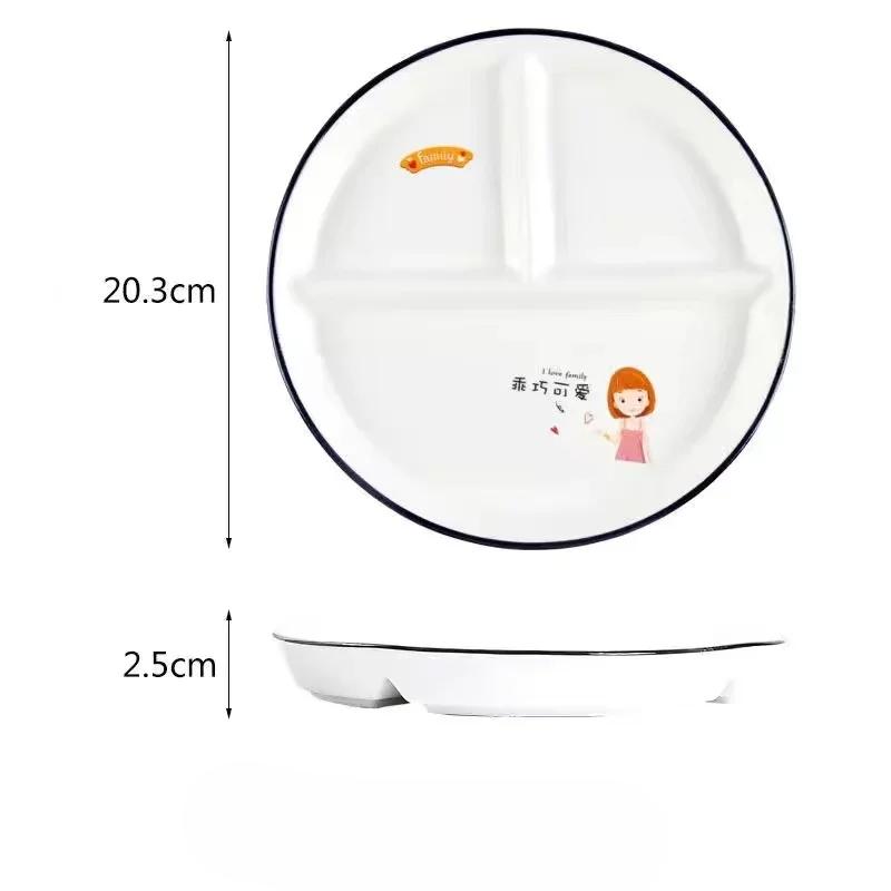 Керамическая тарелка Мультяшная Жиросжигающая Подтарелка, Подтарелка, Бытовая Тарелка для Блюд, Тарелка для Завтрака из Трех Отделений, Набор Посуды в Подарок