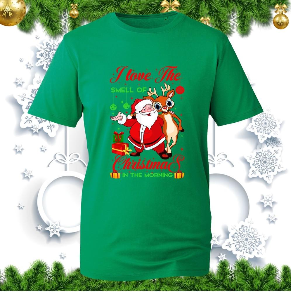 I Love The Smell Of Christmas In The Morning Tshirt Funny Santa Reindeer Joke