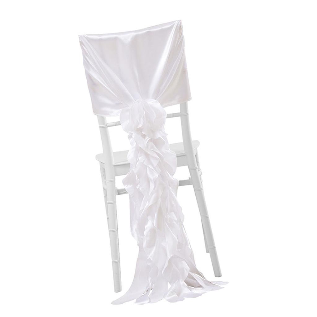 Luxurious Satin Wedding Chair Slipcovers Chiffon Covers with Ruffles for Banquets and Special Occasions