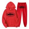 Unisex Hooded Sweatshirt Set With Graphic Print Long Sleeve Top Pants Soft Fleece Lined Casual Sportwear Fall