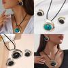 New Fashion Exaggerated Earring Set Women's Retro Gold Earrings Jewelry Design Turquoise Earrings Gold Necklace