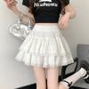 White Lace Shorts Skirt for Women Ruffle High Waist Cake Skirt Elastic Waist Kawaii Cute Sweet Style Y2k Clothing Spring Summer