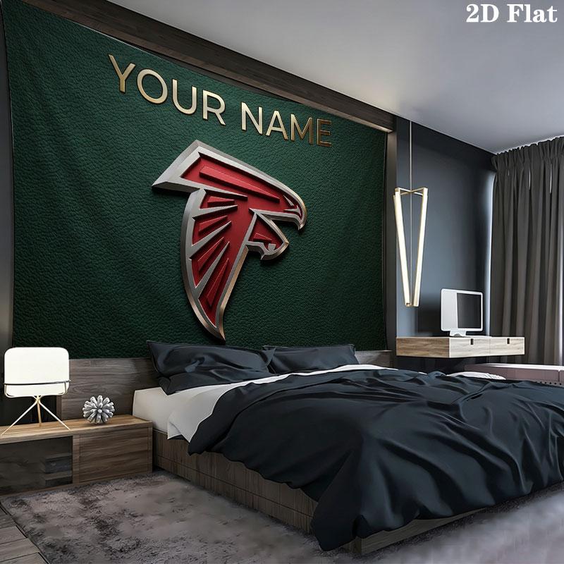 Custom Name,Atlanta Falcons Wall tapestry, aesthetic printed fabric blanket, suitable for bedroom, living room, and home decor.