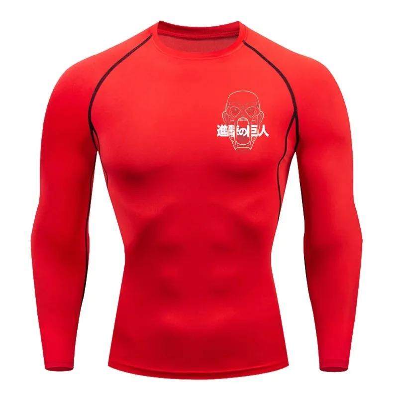 Фитнес Спортивная одежда Подростковая футболка Атака Титанов Графические топы Облегающая тренировочная одежда Мальчики Компрессионная одежда для бега Баскетбольная одежда