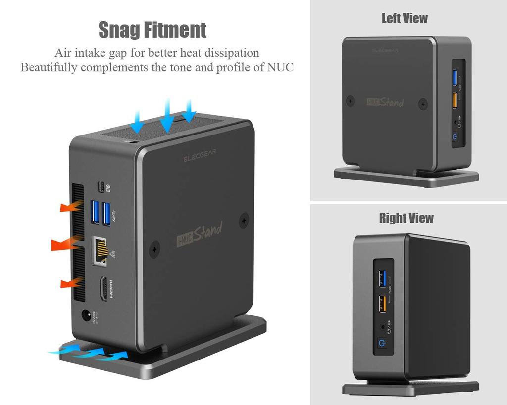 Вертикальная подставка для Intel ElecGear, алюминиевая настольная подставка, охлаждающий держатель, чехол, настольное крепление VESA, экономящий место органайзер для Intel NUC 6 Thick Edition