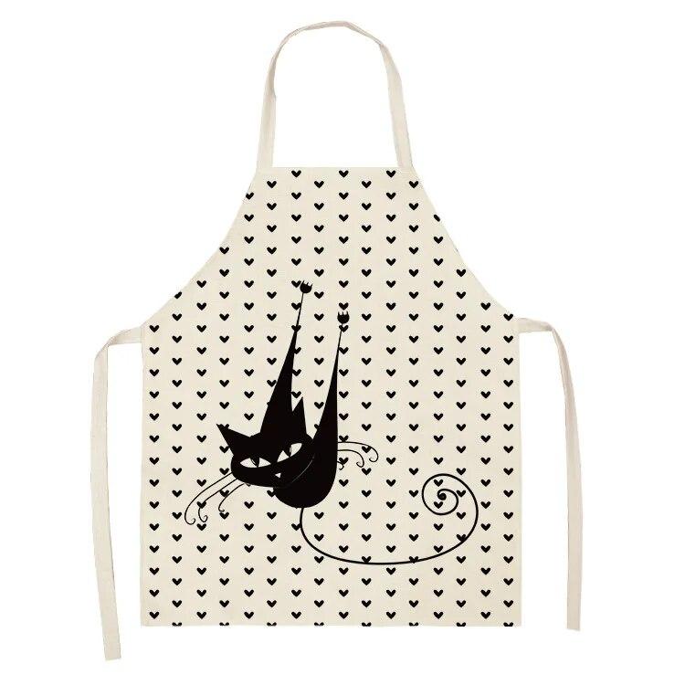 1 шт. 55x68 см кухонный фартук с милым принтом кота домашние хлопковые льняные фартуки без рукавов для мужчин и женщин аксессуары для выпечки 38x47 см