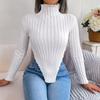 Женский осенне-зимний сексуальный асимметричный вязаный свитер с длинным рукавом и высоким воротником