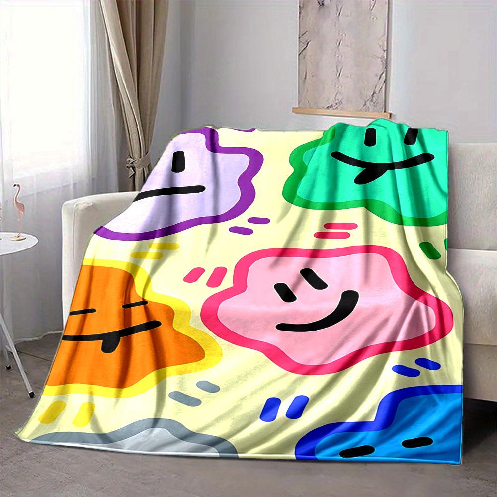 1pc Colorful Faces Blanket Warm, Cozy, And Soft, Suitable for Sofas, Beds, Cars, And Office Use.Perfect for Camping And Travel, Making It a Great Gift
