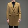 Длинное двубортное пальто из чистой шерсти для осени и зимы, новая модель с воротником-лацкан, двухстороннее пальто из нейлоновой шерсти для молодых мужчин и женщин