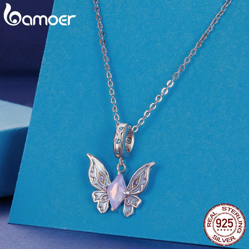 BAMOER стерлингового серебра 925 пробы волшебные подвески-бабочки Солнце и Луна бусины подходят для женщин оригинальные браслеты DIY ювелирные изделия