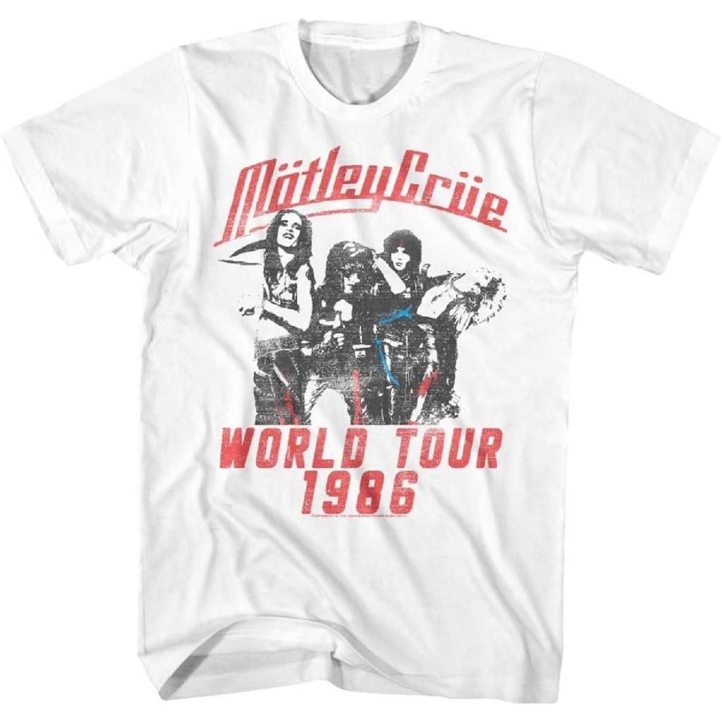 Motley Crue 1986 Американская Хэви-метал Рок-группа Мировой Тур Белая Взрослая Футболка