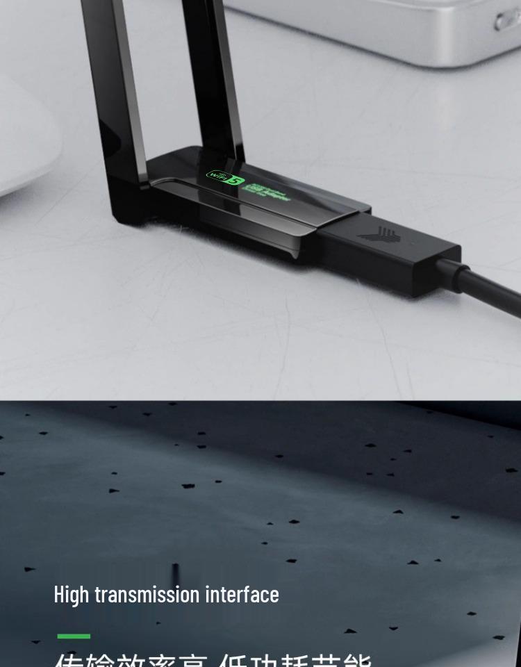 1300M WiFi 6 Dual-Band USB Wireless Network Card for Desktop Computers (Driver-Free)