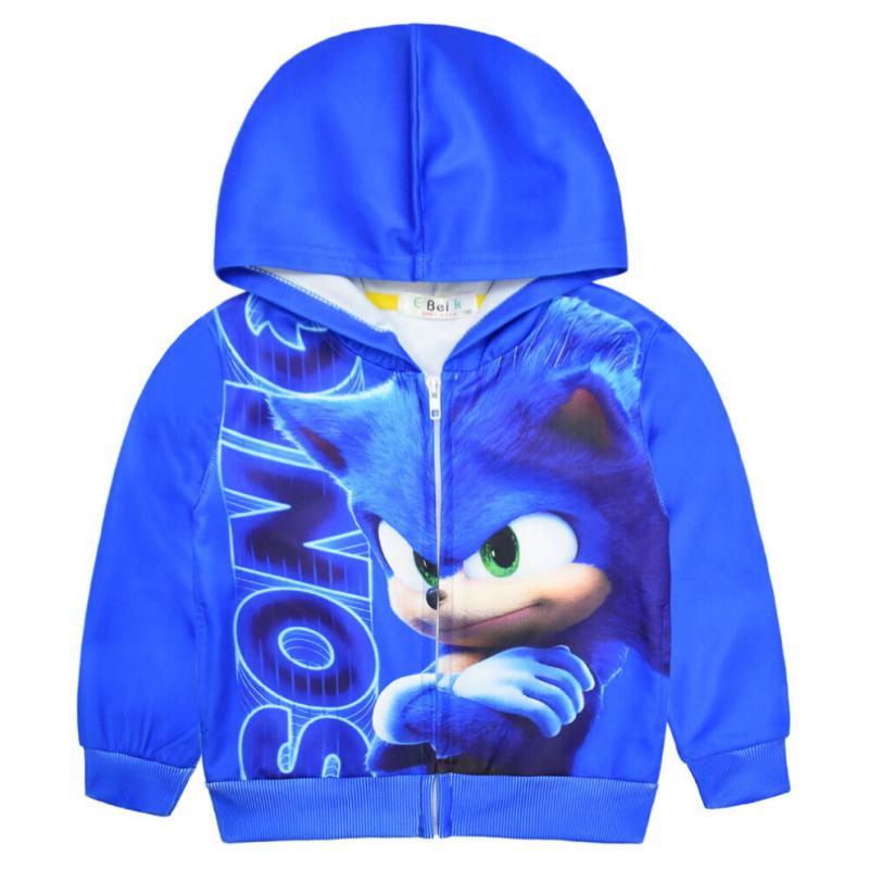 Sonic The Hedgehog Boys Sweatshirt Coat Zipper Hoodies Jacket Sports Tops Kids Long Sleeve Outerwear