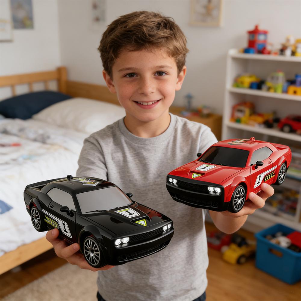 4WD Drift Racing RC Car with LED Light KF27 High Speed 2.4G Racing Cars 1:20 Red Black Sports Cars Toys Gift For Adults And Kids