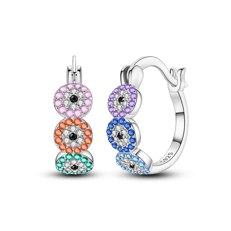 925 Sterling Silver Purple Series Feather Butterfly Dream Catcher Firefly Zircon Earrings for Women Luxury Jewelry Wedding Gift