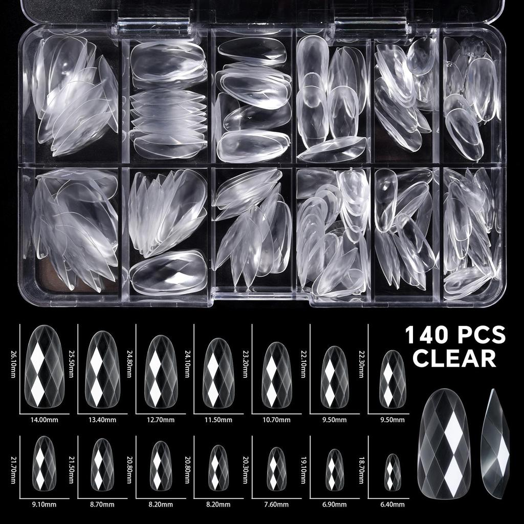 120/140 шт. 3D прозрачные алмазные накладные ногти миндальные балетные гробы прозрачные накладные ногти многоразовые полное покрытие акриловые типсы для самостоятельного изготовления