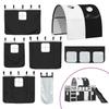 Bunk Bed with Slide and Curtains White and Black 90x200 cm