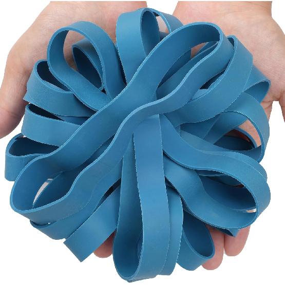 Rubber Bands Size#107 Heavy Duty Big Wide rubber band 30PCS Elastic Bands for Office Supply Trash Can File Folders Litter Box Rubber Bands (Blue)