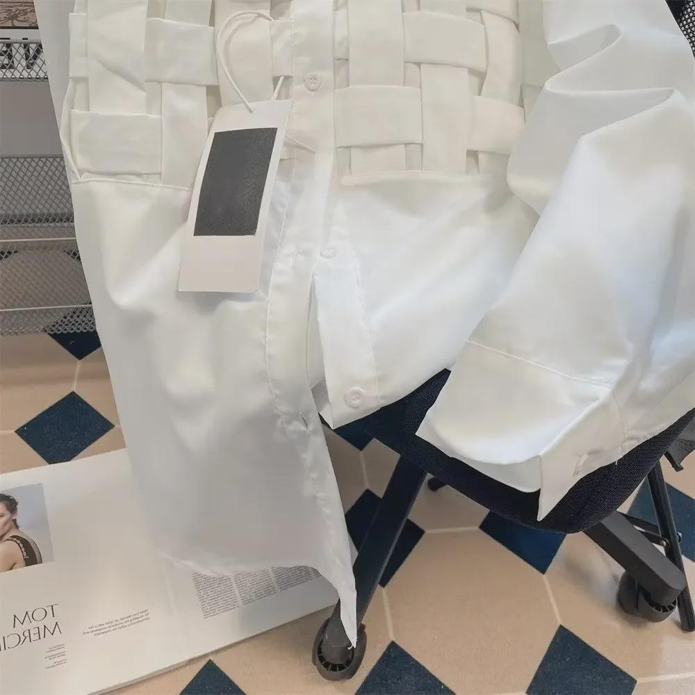 2024 Мужская белая рубашка с длинным рукавом в стиле Харадзюку — модная молодежная мода на весну/лето