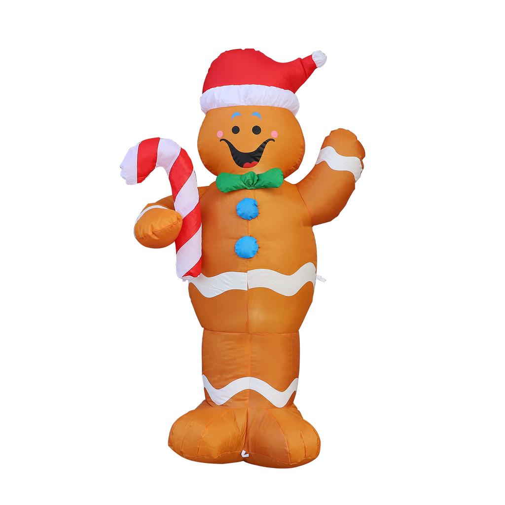 Рождественские надувные фигурки высотой 1,5 м в виде пряничного человечка с леденцами, надувные украшения для двора, снеговик