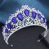 Baroque 9 Colors Green AB Crystal Big Tiaras for Women Girls Party Wedding Crown Bridal Elegant Hair Jewelry Pageant