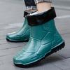 Men's Waterproof Rain Boots Outdoor Solid Color Fishing Boots Fashion Non-slip Waterproof Shoes Solid Color Mid-tube Rain Boots