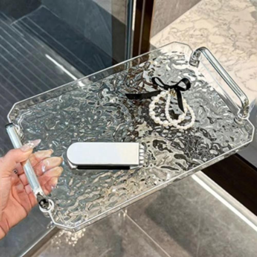Декоративный поднос для хранения с эффектом ряби воды Легкая роскошь Десертная тарелка Прозрачный поднос для чайных чашек Домашний